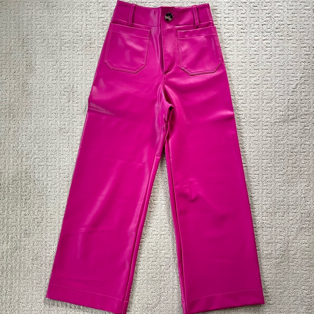 Maeve Hot Pink Pleather Pants